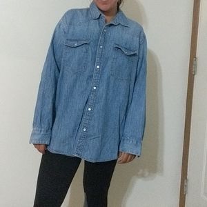 Women's button down blue jean shirt